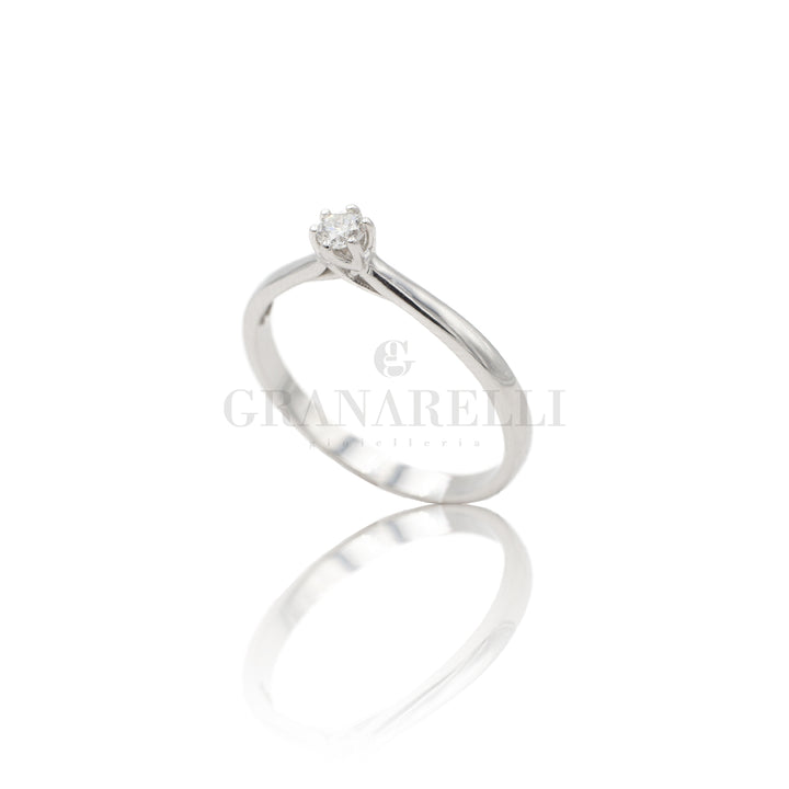 Anello Solitario in Oro Bianco 0.10kt tiffany