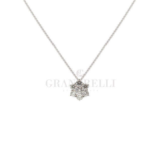 Girocollo Fiore Diamanti IN ORO BIANCO-Girocolli-GRANARELLI-Gioielleria Granarelli