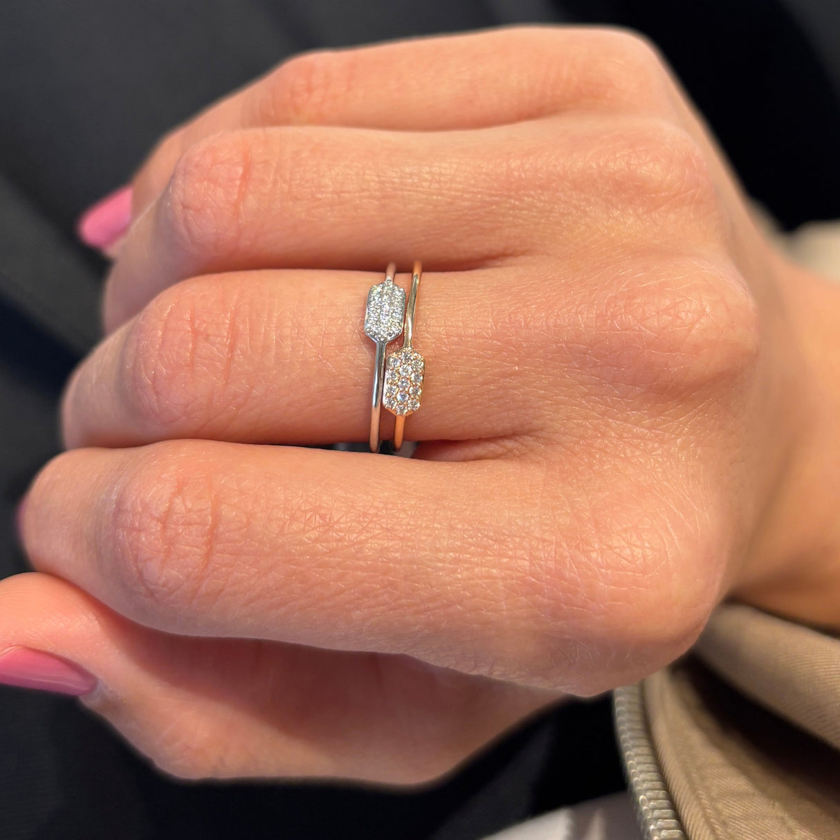 Anello Pavè di Diamanti bianchi, Oro Rosa