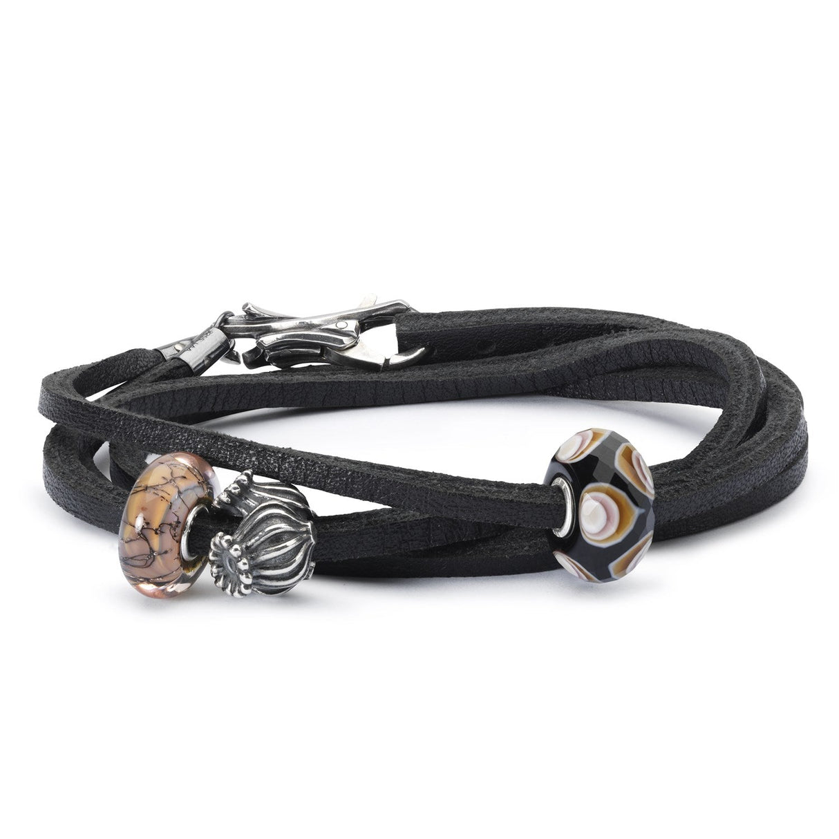 Bracciale Cuoio Nero-Beads-TROLLBEADS-Gioielleria Granarelli