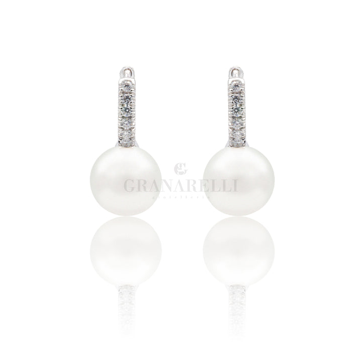 Boccola con Perla e Diamanti in Oro Bianco-Orecchini-CRIVELLI-Gioielleria Granarelli
