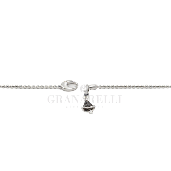 Bracciale Campanella Diamanti Neri In Oro Bianco-Bracciali-CRIVELLI-Gioielleria Granarelli