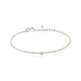 Bracciale Bangle rigido con Diamante solitario In Oro Bianco-Bracciali-CRIVELLI-Gioielleria Granarelli