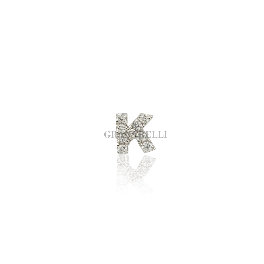 Mono Orecchino Iniziale Lettera K in Oro Bianco e Diamanti-Orecchini-CRIVELLI-Gioielleria Granarelli