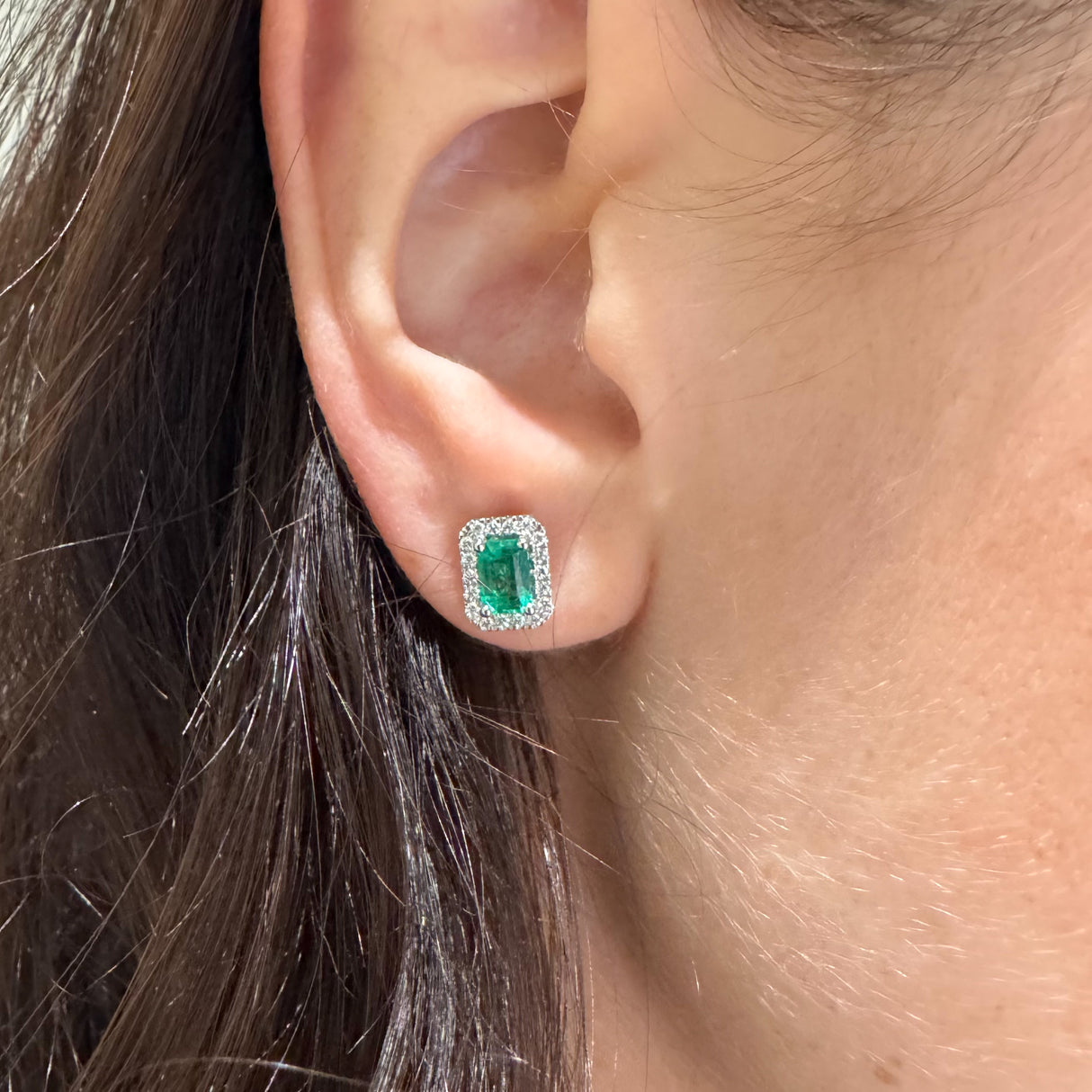 Orecchini Smeraldo taglio Smeraldo 1.16kt e Diamanti