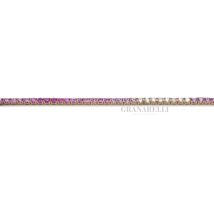 Bracciale Tennis Zaffiri rosa e Brillanti in Oro Rosa-Bracciali-CRIVELLI-Gioielleria Granarelli