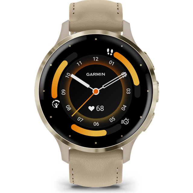 Venu® 3S French Gray & Soft Gold con cinturino in pelle-Orologi-GARMIN-Gioielleria Granarelli