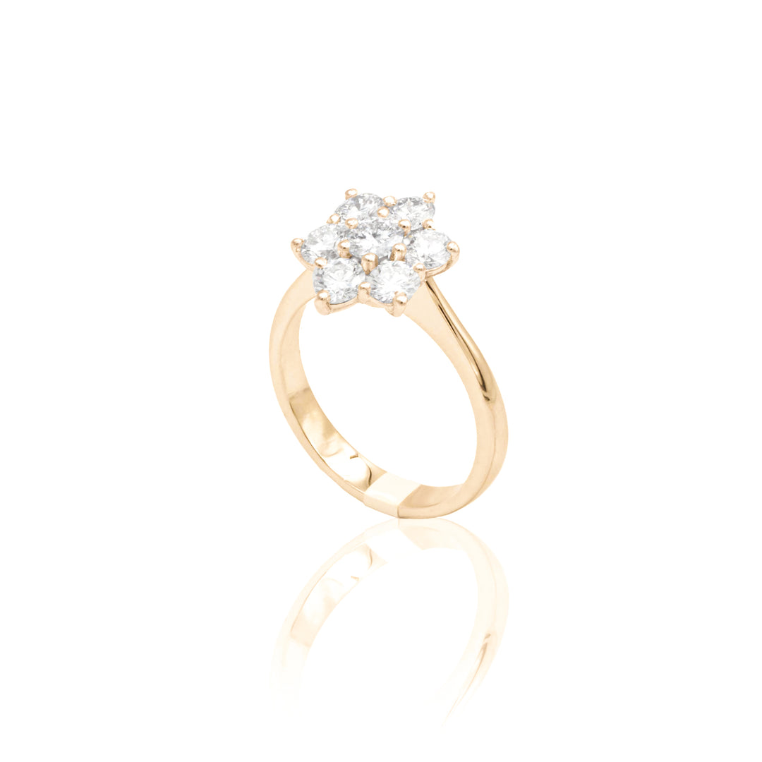 Anello Fiore con Diamanti 0.97kt in Oro Rosa-Anelli-GRANARELLI-Gioielleria Granarelli