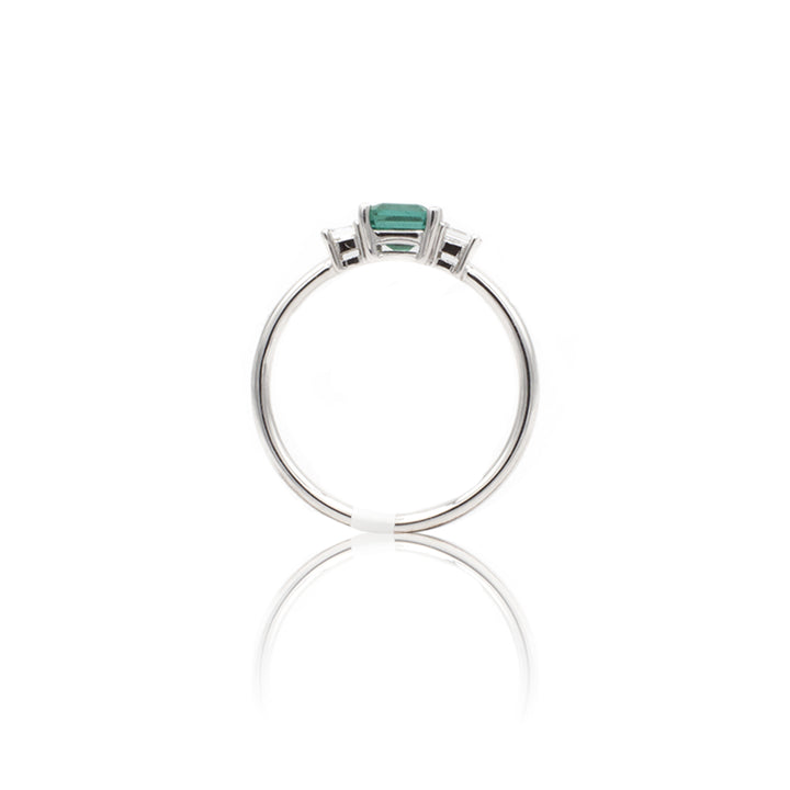 Anello con Smeraldo e Diamanti in Oro Bianco-GRANARELLI-AN0116B-S-069-Gioielleria Granarelli
