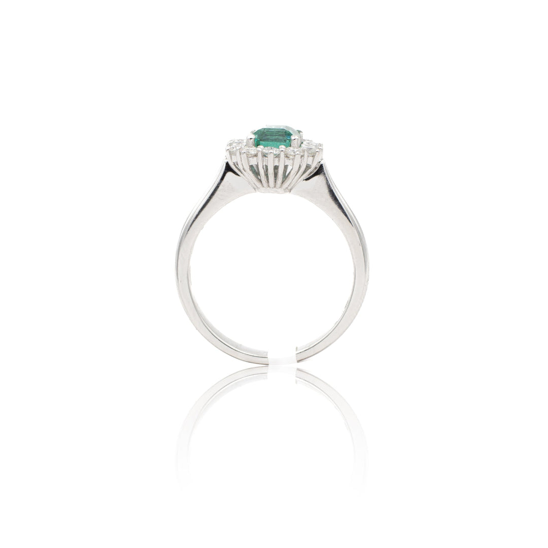 Anello in Oro Bianco con Smeraldo 0.93kt e Diamanti-Anelli-GRANARELLI-Gioielleria Granarelli