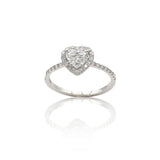 Halo Heart Ring with diamond shank in White Gold