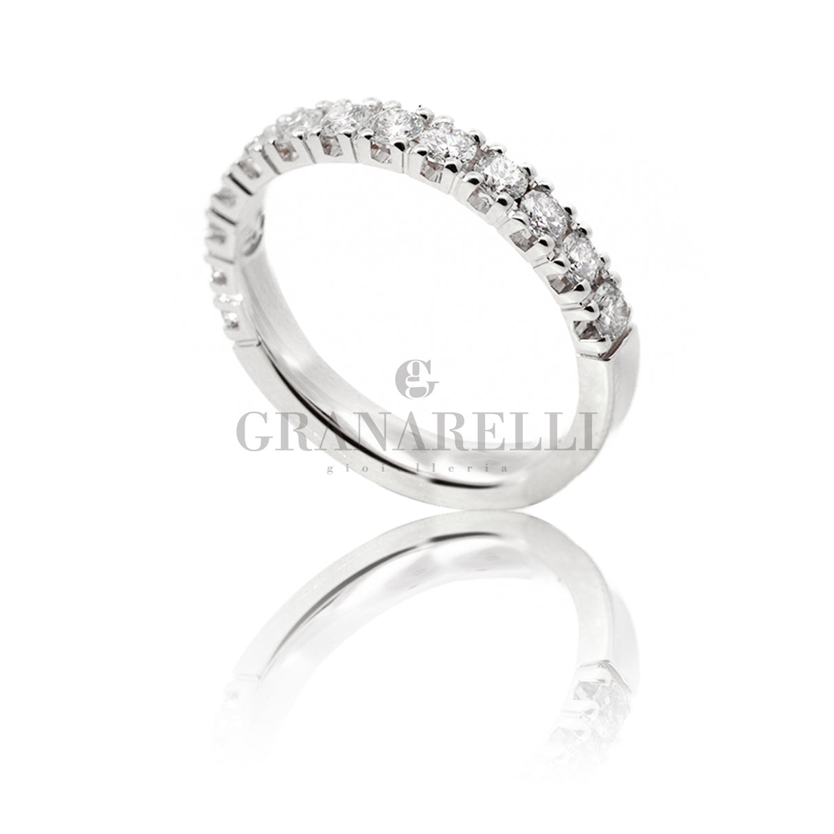 Anello Fedina Half Eternity Diamanti 0.68kt in oro bianco-Anelli-GRANARELLI-Gioielleria Granarelli