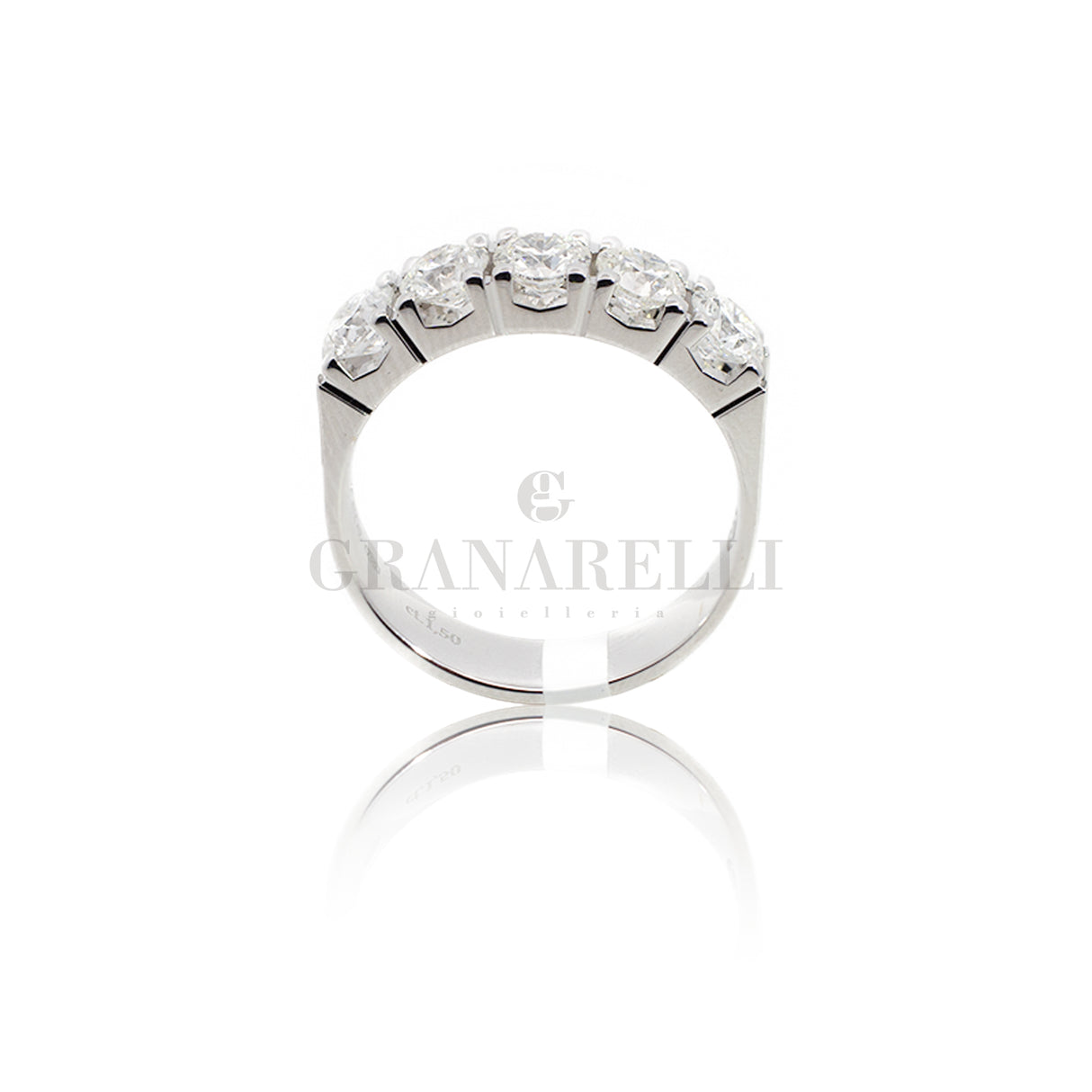 Anello Fedina 5 diamanti 1.50kt In Oro bianco-Anelli-GRANARELLI-Gioielleria Granarelli