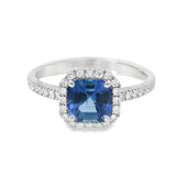 Anello in Oro Bianco con Zaffiro 0.99kt e Diamanti