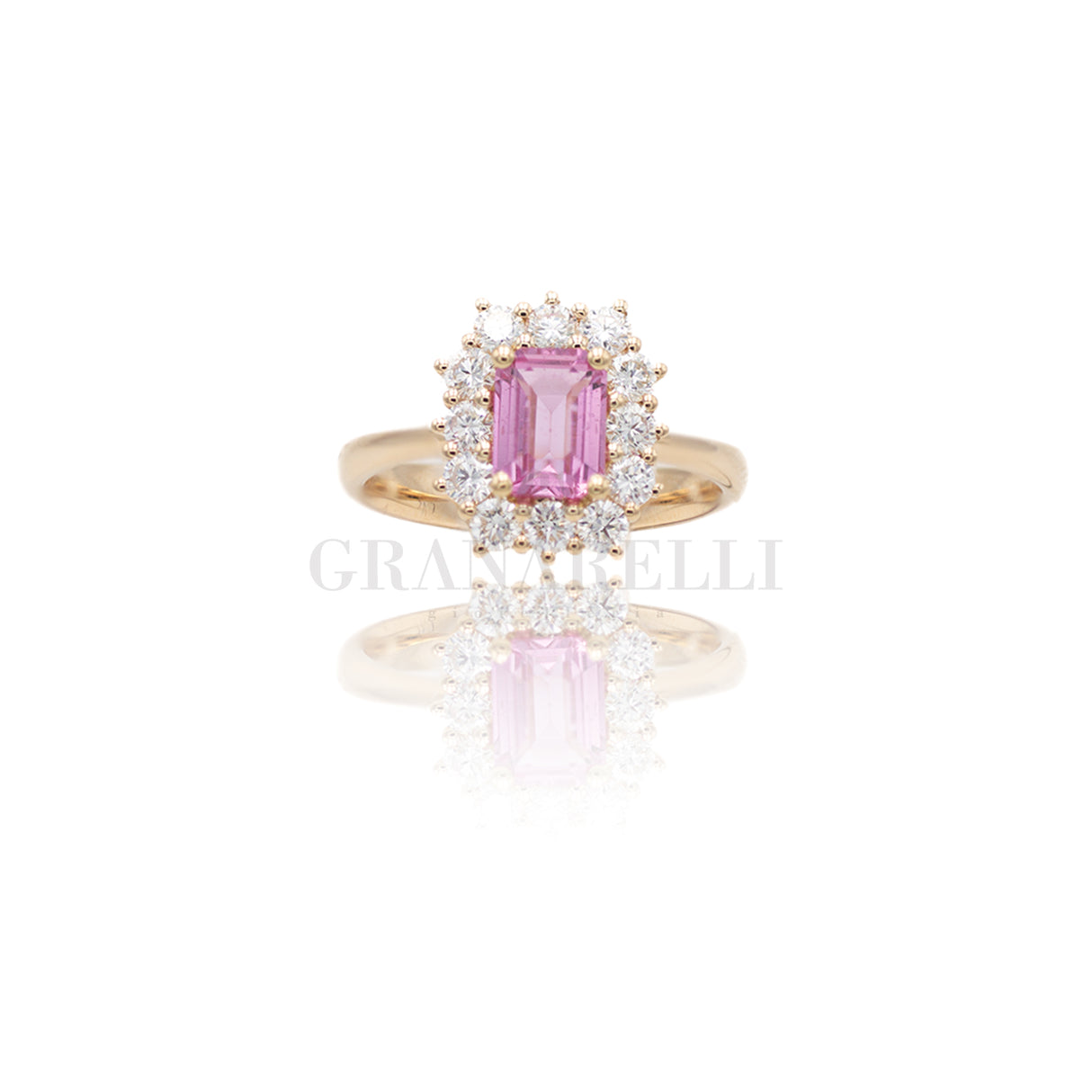 Anello in Oro Rosa con Zaffiro rosa 1.32kt e Diamanti