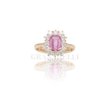 Anello in Oro Rosa con Zaffiro rosa 1.32kt e Diamanti
