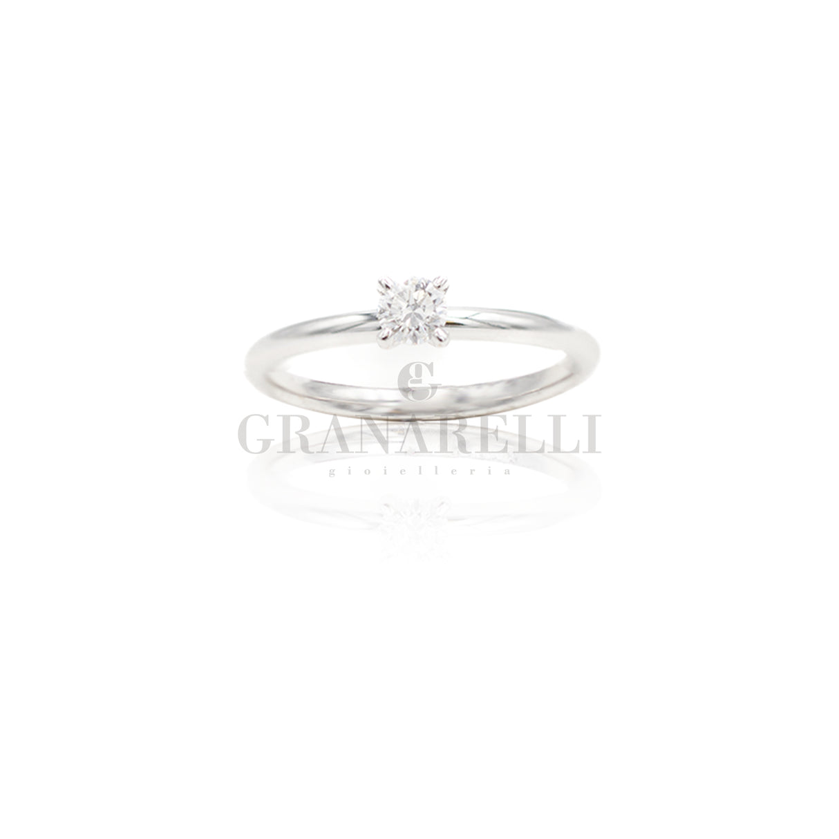 Anello Solitario in Oro Bianco