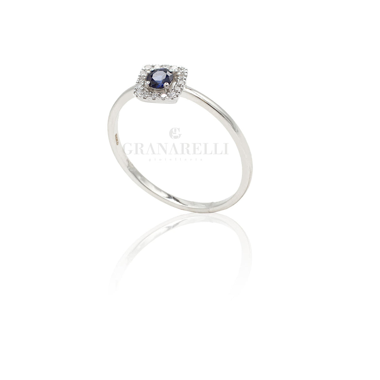 Anello con diamanti Zaffiro in Oro Bianco