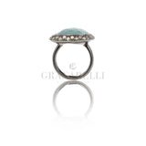 Anello Acquamarina con Diamanti brown in Oro Bianco brunito