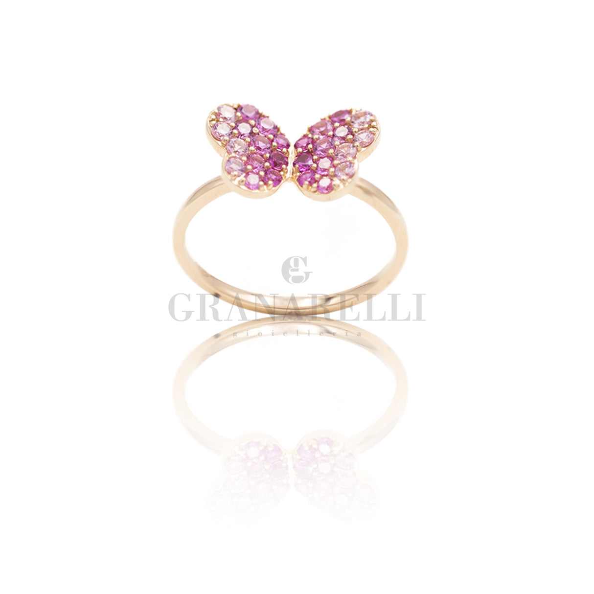 Anello Farfalla di Zaffiri Oro Rosa