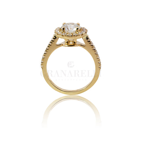 Anello solitario 1.23kt halo in oro giallo-Anelli-GRANARELLI-Gioielleria Granarelli