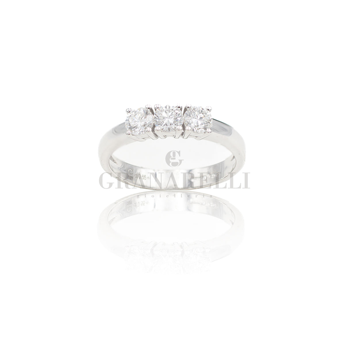 Anello trilogy 0.65kt in Oro bianco