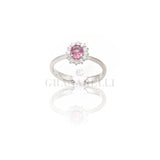 Anello con Zaffiro Rosa 0,45ct taglio Ovale e Diamanti
