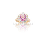 Anello in Oro Rosa con Zaffiro rosa 1.99kt e Diamanti