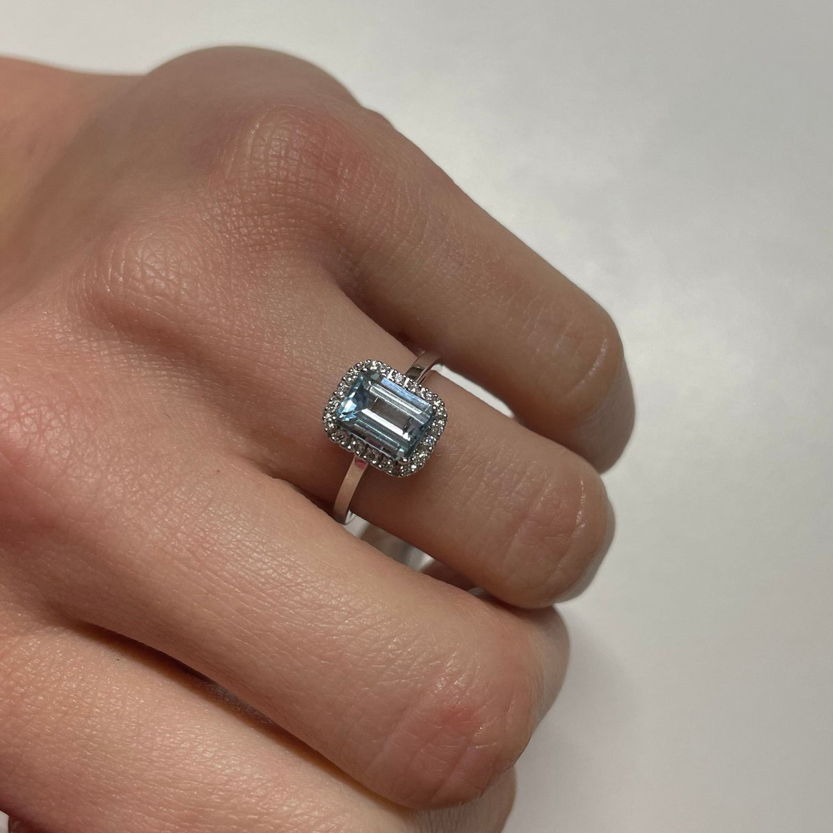 Engagement Ring Anello Diamante Rettangolare Anello Oro Bianco