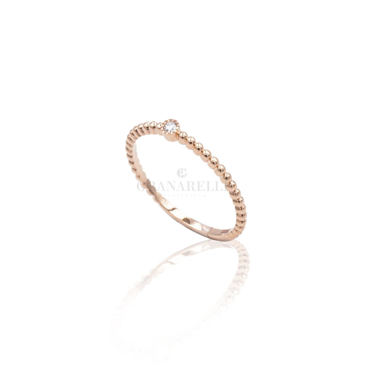 Anello Bollicine Solitario in Oro Rosa-Anelli-CRIVELLI- [SKU] -Gioielleria Granarelli