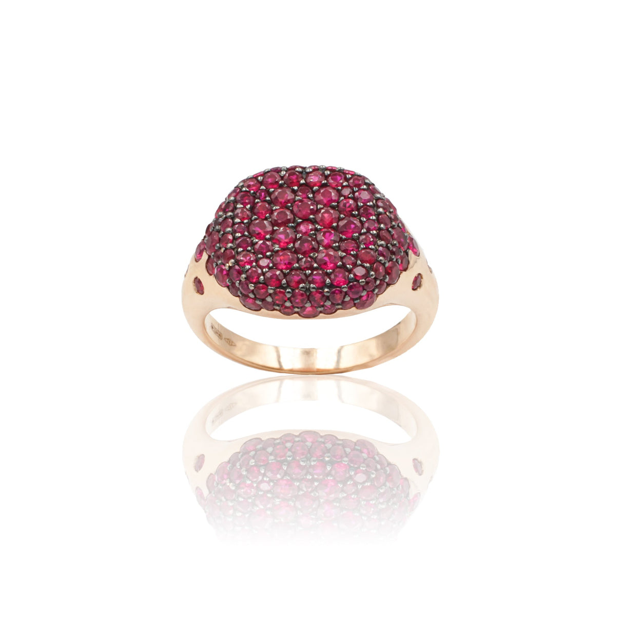 Anello Chevalier Pavé Rubini In Oro Rosa-Anelli-BUONOCORE-12-Gioielleria Granarelli