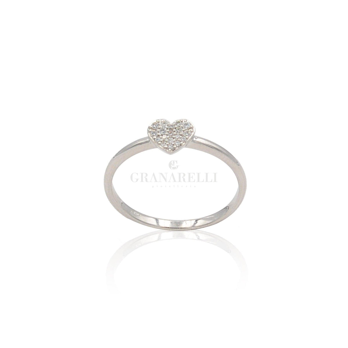 Anello Cuore Oro Bianco e Diamanti-Anelli-CRIVELLI- [SKU] -Gioielleria Granarelli