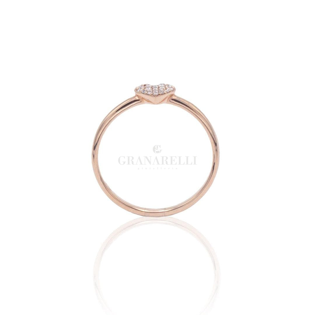 Anello Cuore Pavé di Diamanti in Oro Rosa-Anelli-CRIVELLI- [SKU] -Gioielleria Granarelli