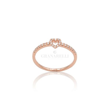 Anello Cuore con Diamanti Oro Rosa-Anelli-CRIVELLI- [SKU] -Gioielleria Granarelli