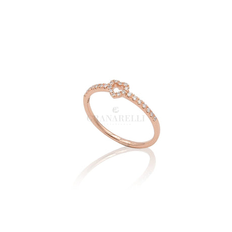 Anello Cuore con Diamanti Oro Rosa-Anelli-CRIVELLI- [SKU] -Gioielleria Granarelli