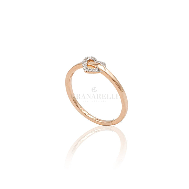 Anello Cuore in Oro Rosa e Diamanti-Anelli-CRIVELLI- [SKU] -Gioielleria Granarelli