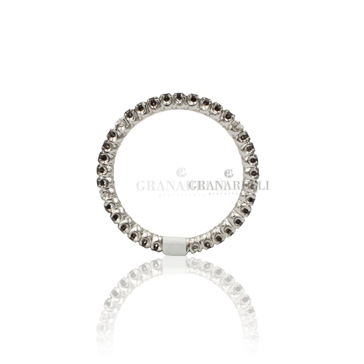 Anelli Anello Diamanti Neri 0.53kt e 5 Diamanti Bianchi in Oro Bianco CRIVELLI