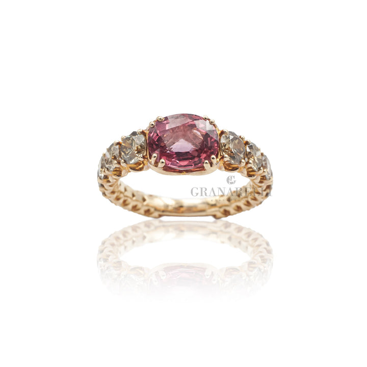 Anello Diamanti brown e Zaffiro Rosa in Oro Rosa-Anelli-CRIVELLI-Gioielleria Granarelli