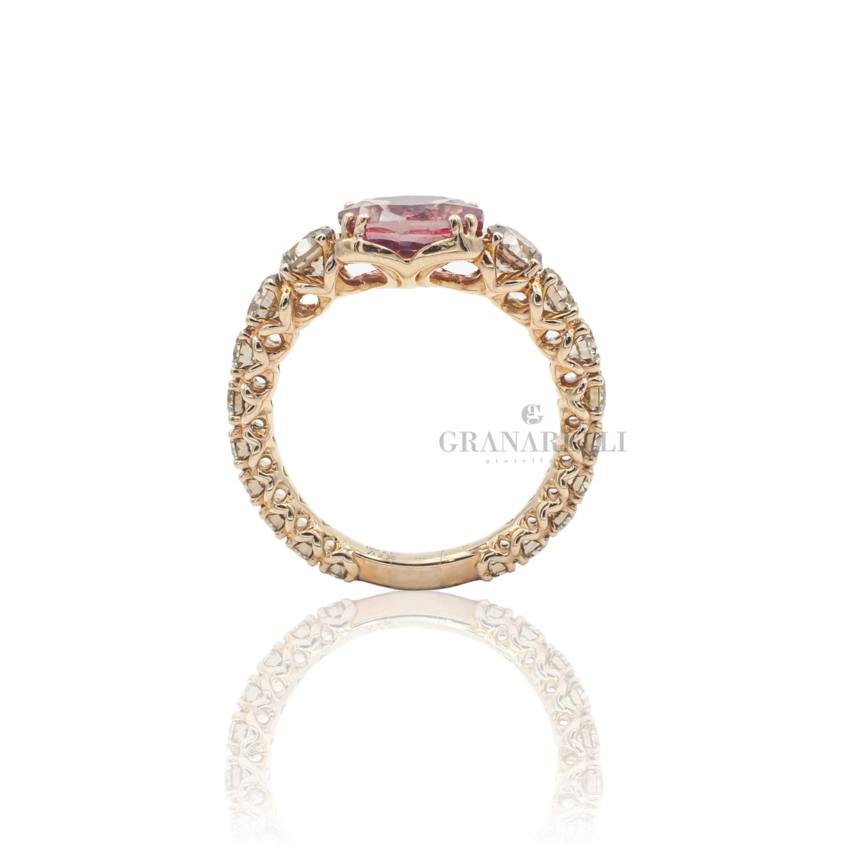 Anello Diamanti brown e Zaffiro Rosa in Oro Rosa-Anelli-CRIVELLI-Gioielleria Granarelli