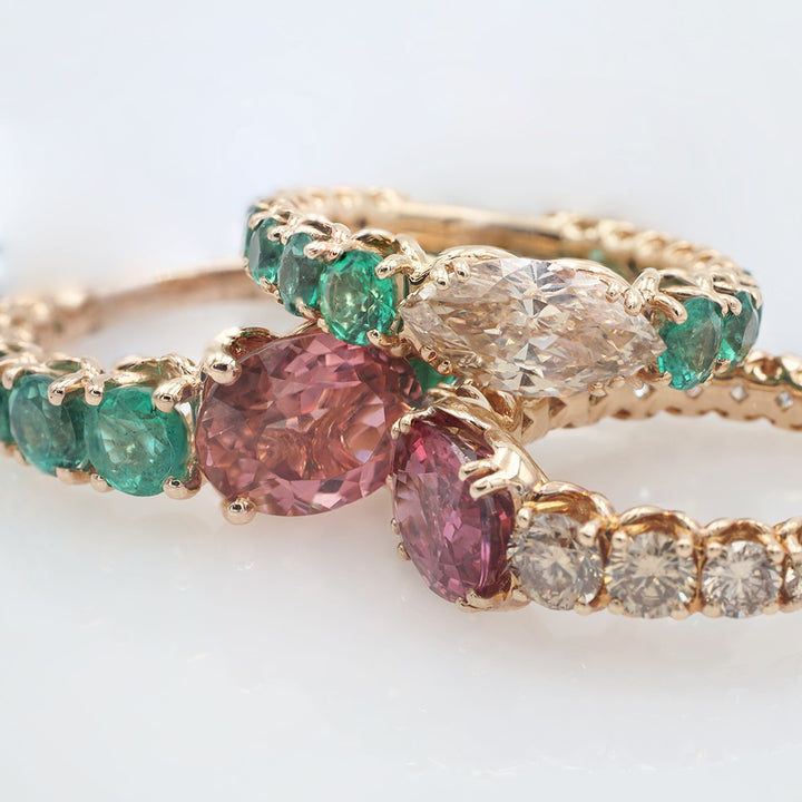 Anello Diamanti brown e Zaffiro Rosa in Oro Rosa-Anelli-CRIVELLI-Gioielleria Granarelli