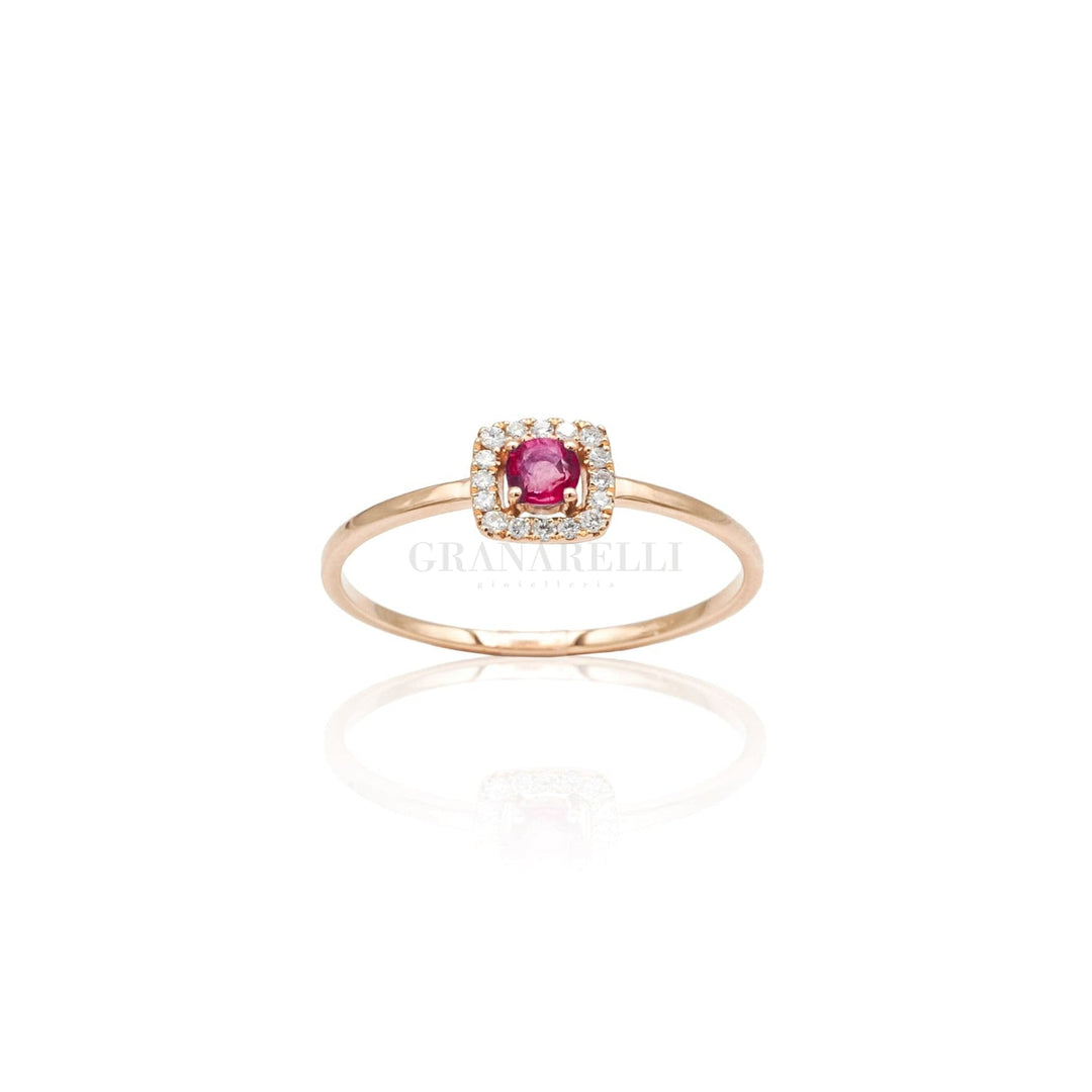Anello Diamanti e Rubino In Oro Rosa-Anelli-CRIVELLI- [SKU] -Gioielleria Granarelli