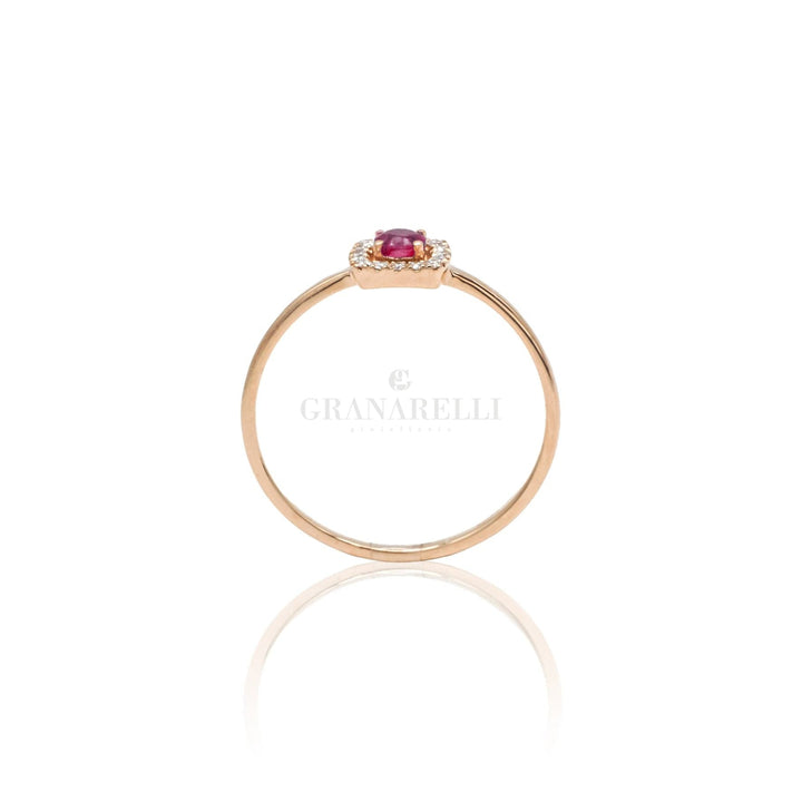 Anello Diamanti e Rubino In Oro Rosa-Anelli-CRIVELLI- [SKU] -Gioielleria Granarelli