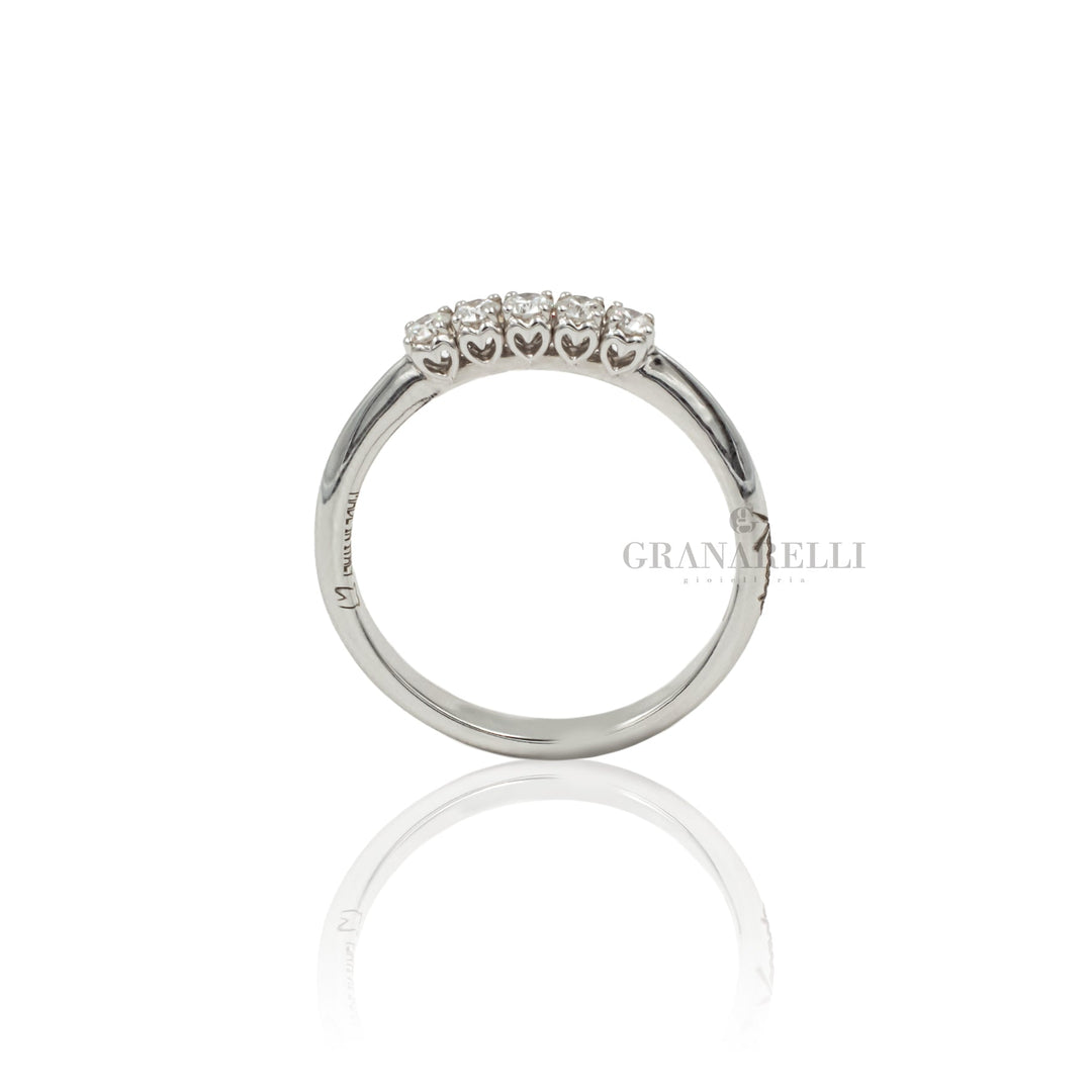 Anello Fedina 5 Diamanti in Oro Bianco-RECARLO-XB734020-Gioielleria Granarelli