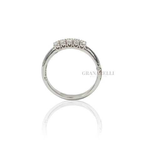 Anello Fedina 5 Diamanti in Oro Bianco-RECARLO-XB734020-Gioielleria Granarelli