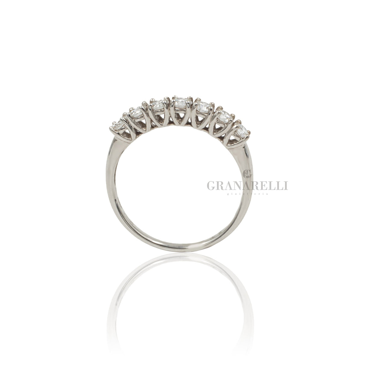 Anello Fedina 7 Diamanti 0.60kt in Oro Bianco-VISCONTI-GM105/EE30-Gioielleria Granarelli