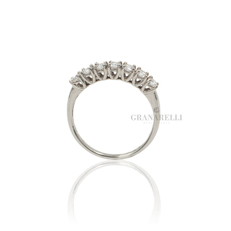 Anello Fedina 7 Diamanti 0.60kt in Oro Bianco-VISCONTI-GM105/EE30-Gioielleria Granarelli