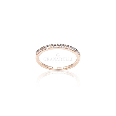 Anello Fedina Diamanti e Diamanti Brown in Oro Rosa-Anelli-CRIVELLI- [SKU] -Gioielleria Granarelli