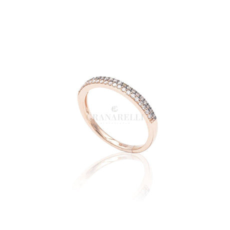 Anello Fedina Diamanti e Diamanti Brown in Oro Rosa-Anelli-CRIVELLI- [SKU] -Gioielleria Granarelli