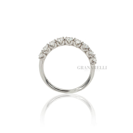 Anello Fedina con 9 Diamanti 0.71kt in Oro Bianco-VISCONTI-Z547/EG10-Gioielleria Granarelli