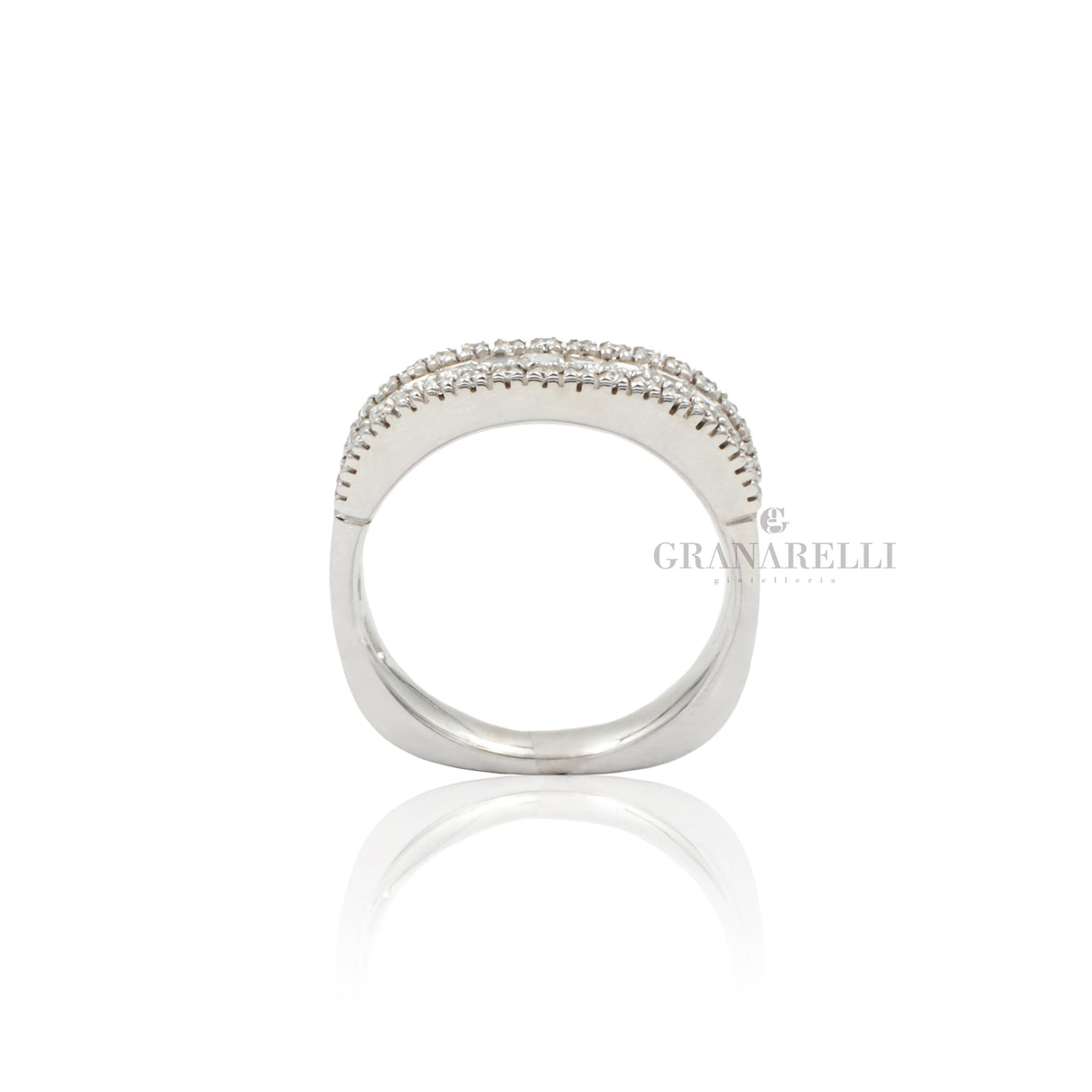 Anello Fedina squadrata Diamanti Carré in Oro Bianco-CRIVELLI-042-3255-Gioielleria Granarelli